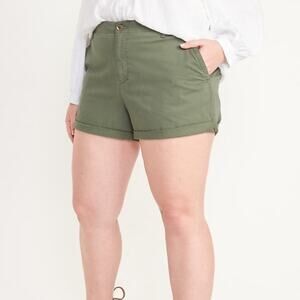 NWT Old Navy Shorts Plus Size 4X Green Cotton Twill Soft Vented Casual Summer